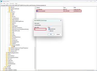 Windows 11 disable automatic update through Registry